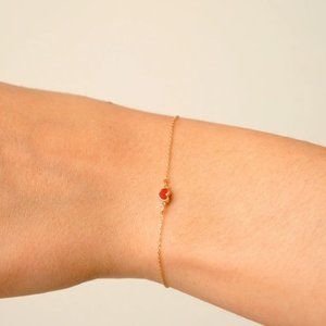 14k Solid Gold Red Heart Bracelet